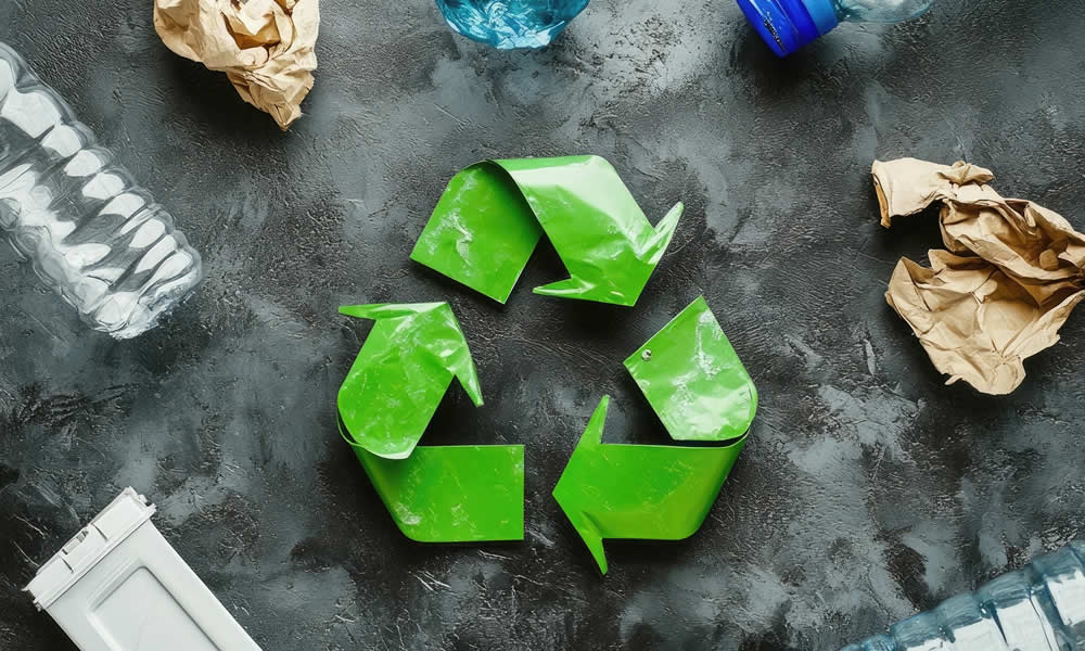 Recycling Symbol und Abfälle